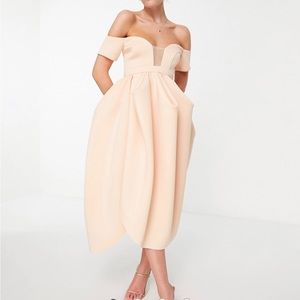 BOGO: Off Shoulder Mesh Insert Cocoon Dress